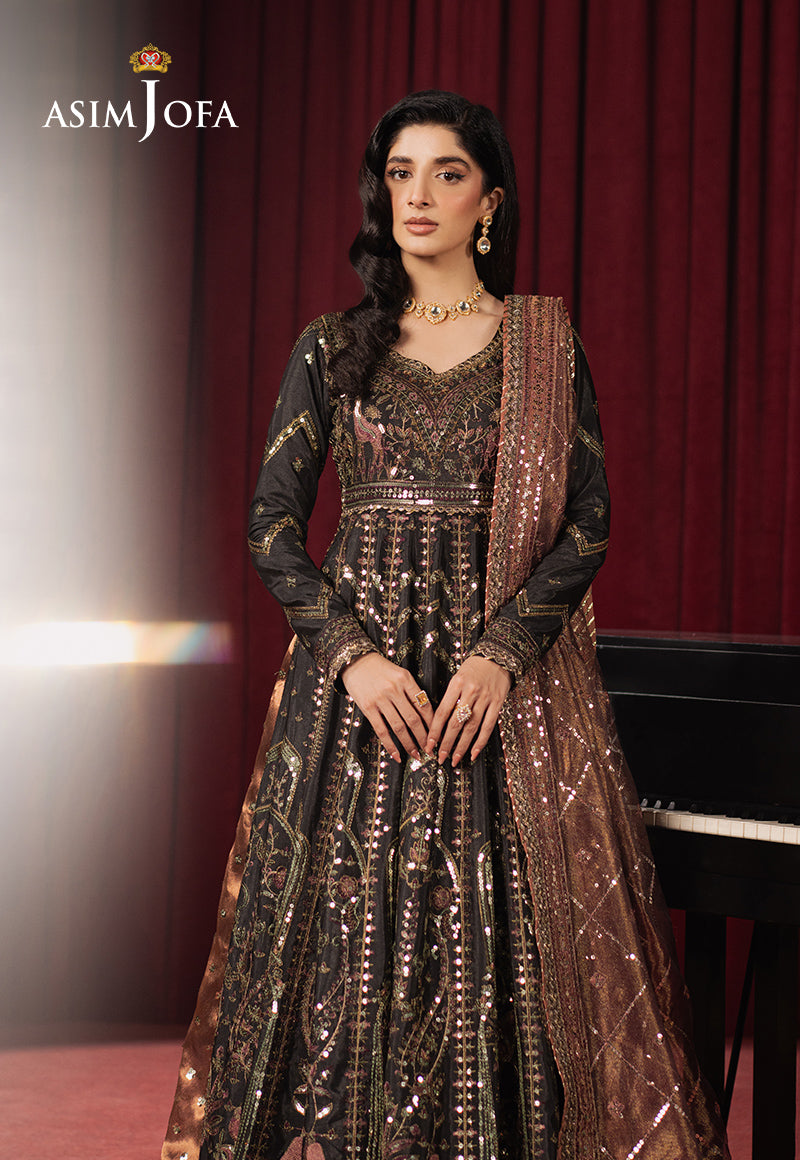 Asim Jofa Premium Festive Ajpf-38 Embroidered Shimmer Silk 3 Pcs
