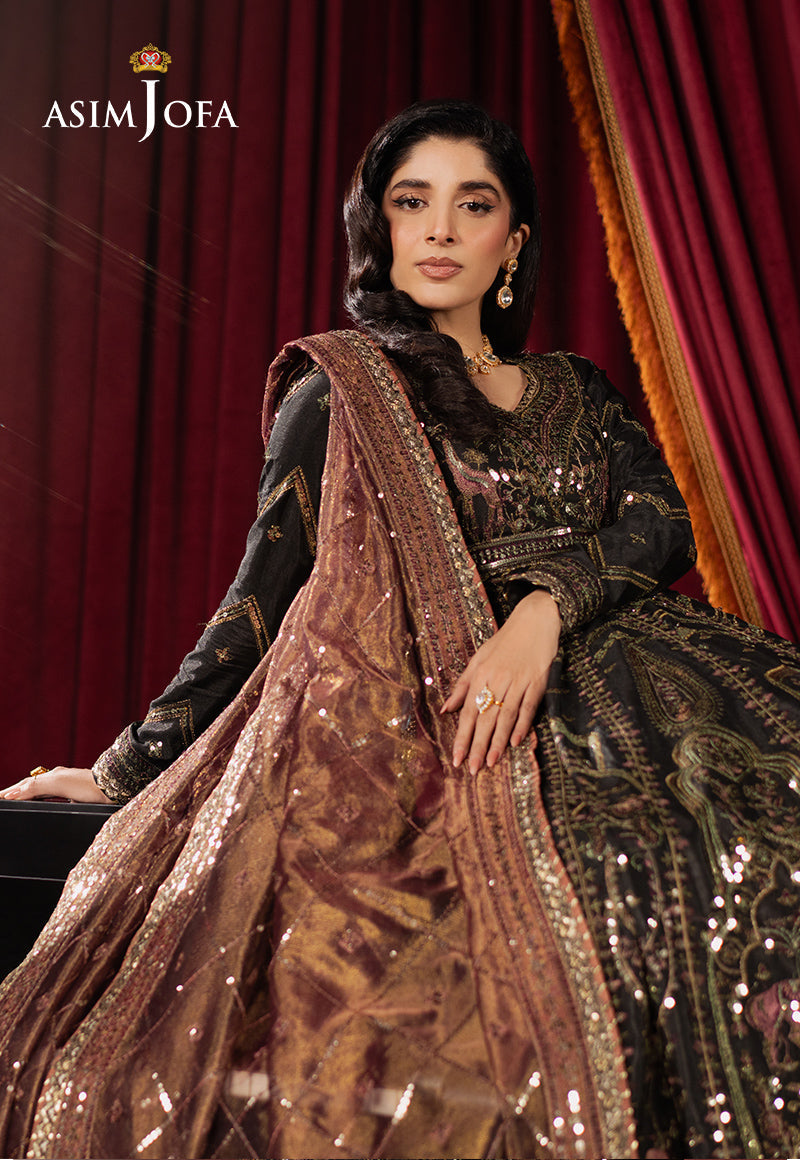 Asim Jofa Premium Festive Ajpf-38 Embroidered Shimmer Silk 3 Pcs