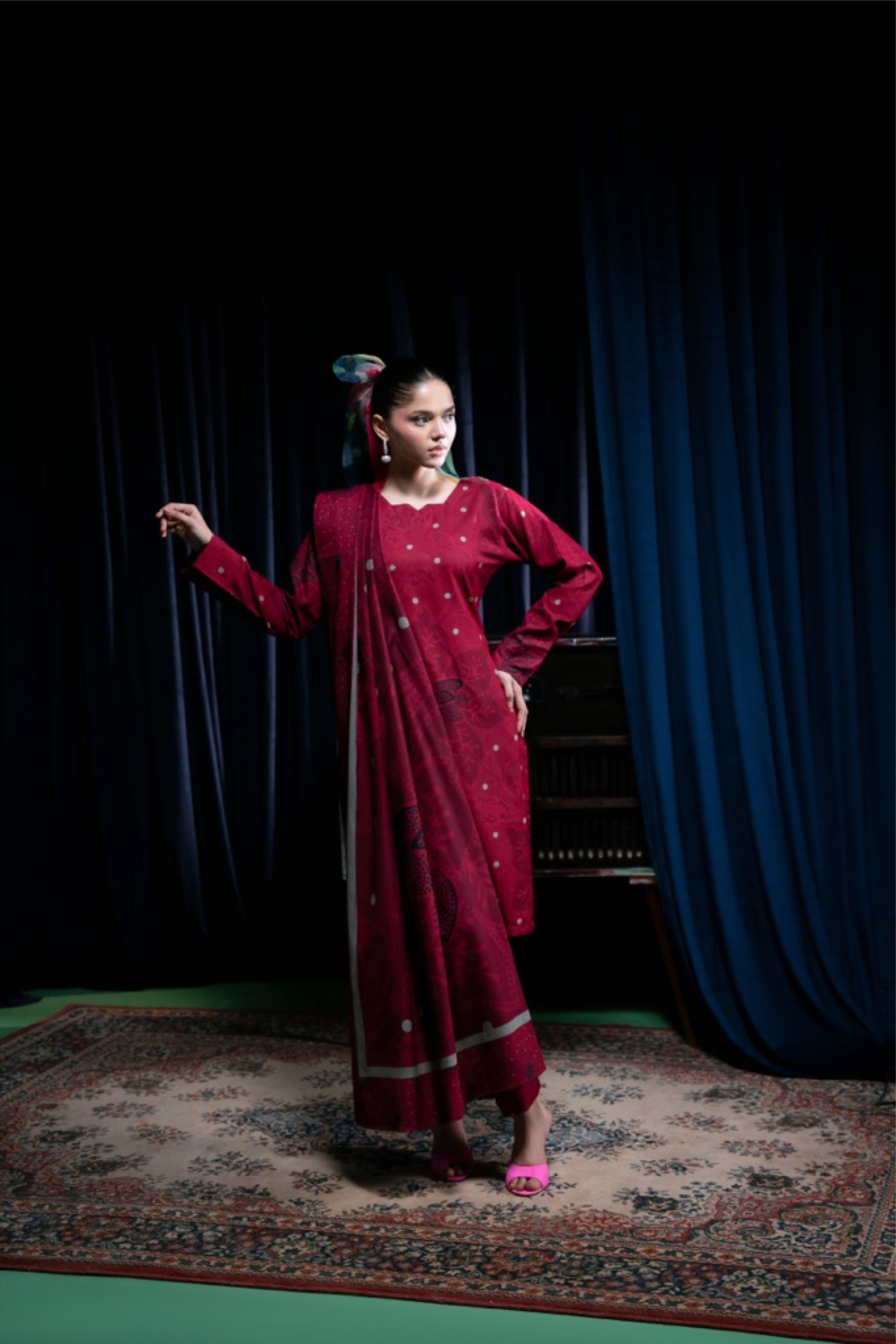 Feathers Unstitched 3 Piece Winter Collection-DILRUBA-FT421