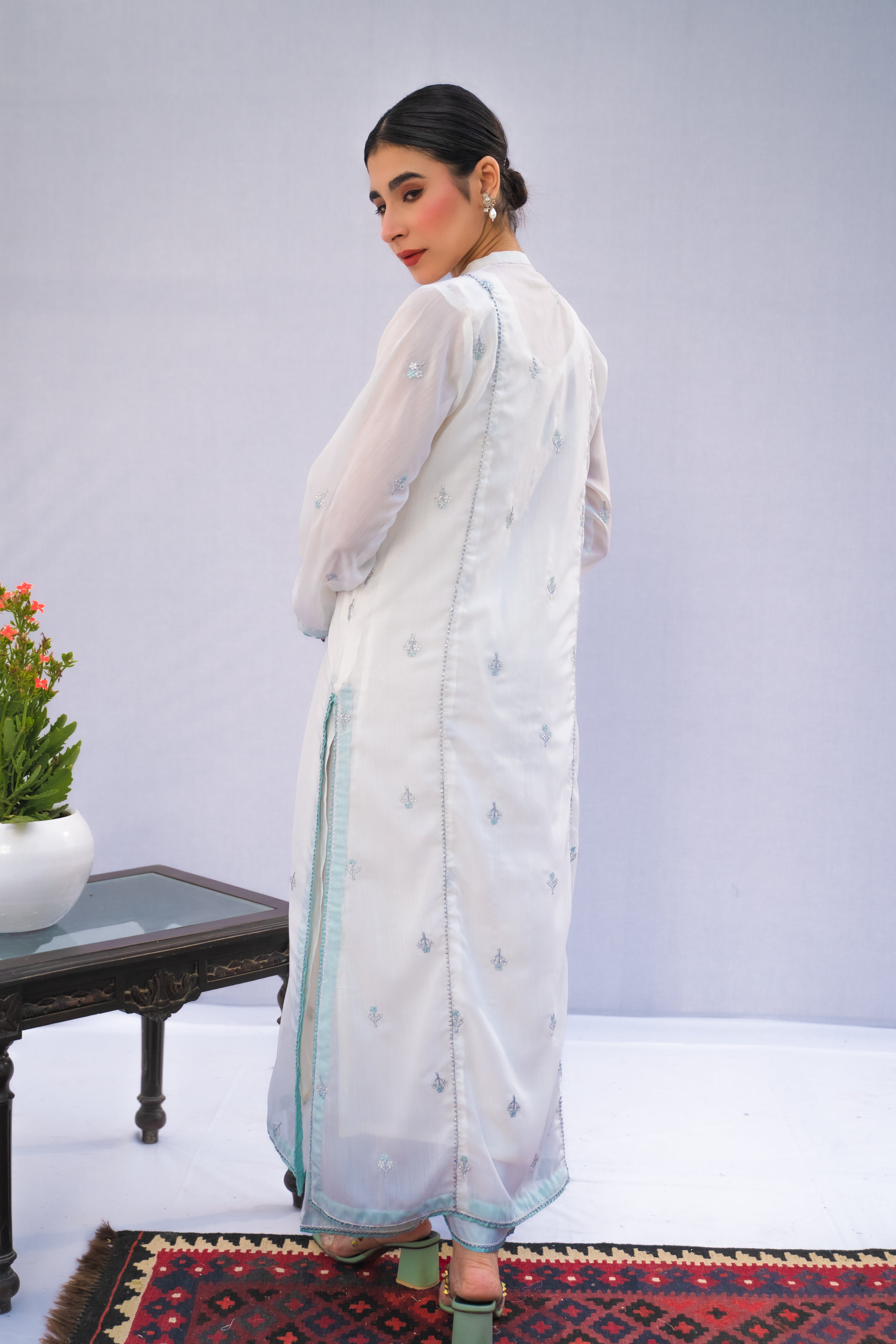 Najia Zia Stitched 2 Piece Georgette Collection'2025-Snow White