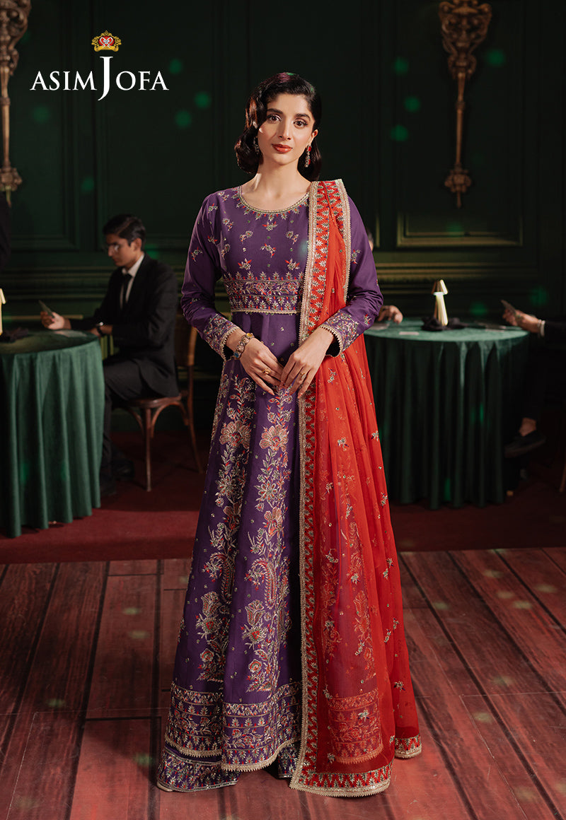 Asim Jofa Premium Festive Ajpf-23 Embroidered Lawn Silk 3 Pcs
