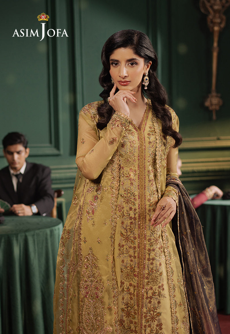 Asim Jofa Premium Festive Ajpf-26 Embroidered Zari Net 3 Pcs