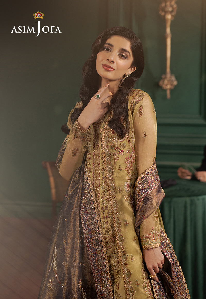 Asim Jofa Premium Festive Ajpf-26 Embroidered Zari Net 3 Pcs
