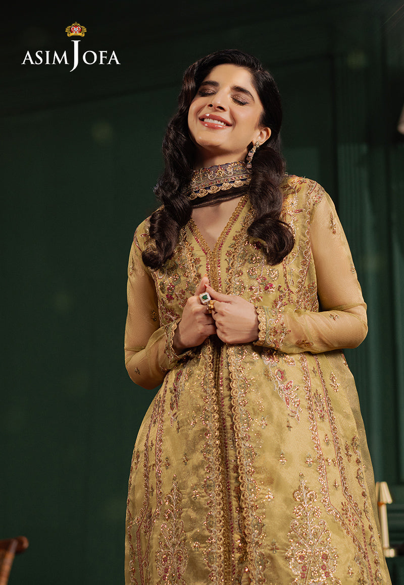 Asim Jofa Premium Festive Ajpf-26 Embroidered Zari Net 3 Pcs