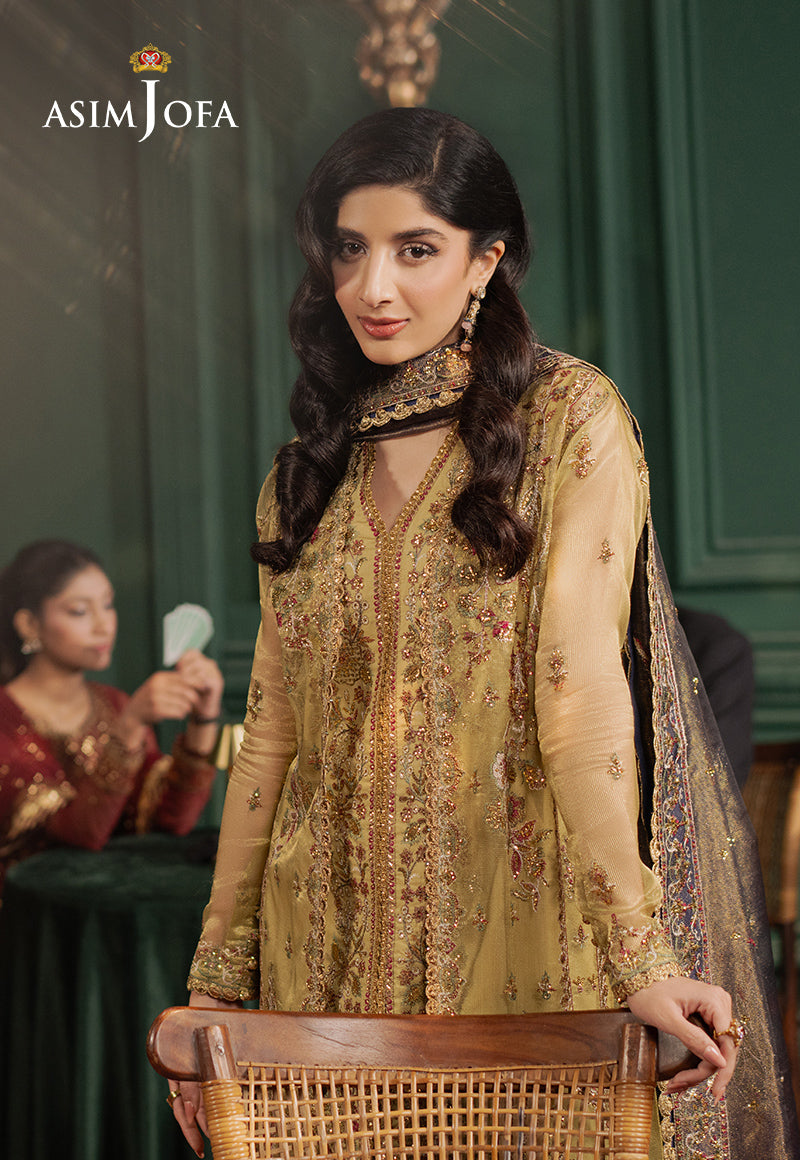 Asim Jofa Premium Festive Ajpf-26 Embroidered Zari Net 3 Pcs