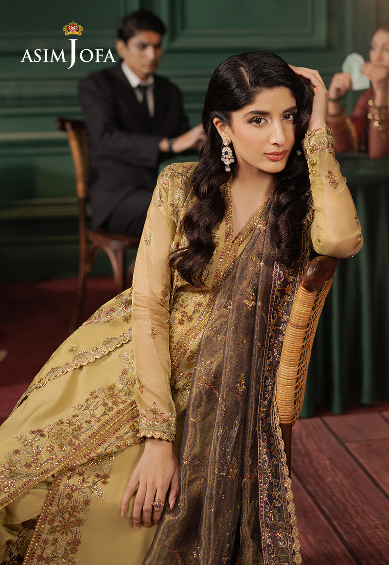 Asim Jofa Premium Festive Ajpf-26 Embroidered Zari Net 3 Pcs