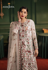 Asim Jofa Premium Festive Ajpf-30 Embroidered Cotton Net 3 Pcs