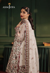 Asim Jofa Premium Festive Ajpf-30 Embroidered Cotton Net 3 Pcs