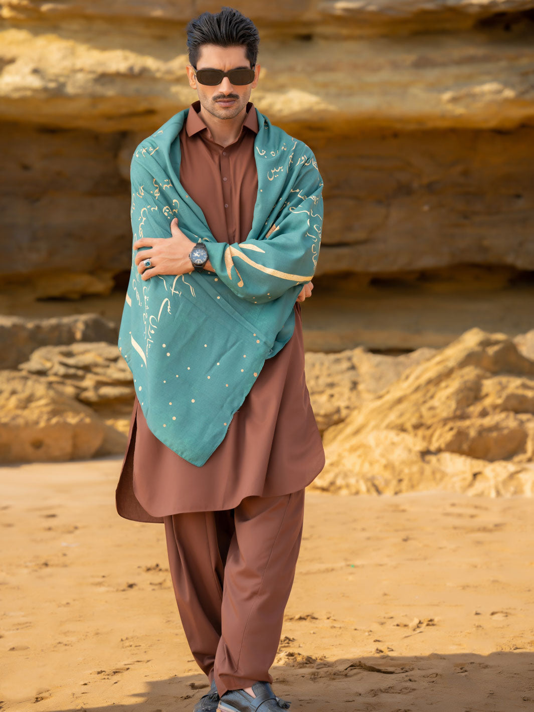 Tng By Md Men Stole Collection-Iqbal Ka Chand Stole (Green-Men)