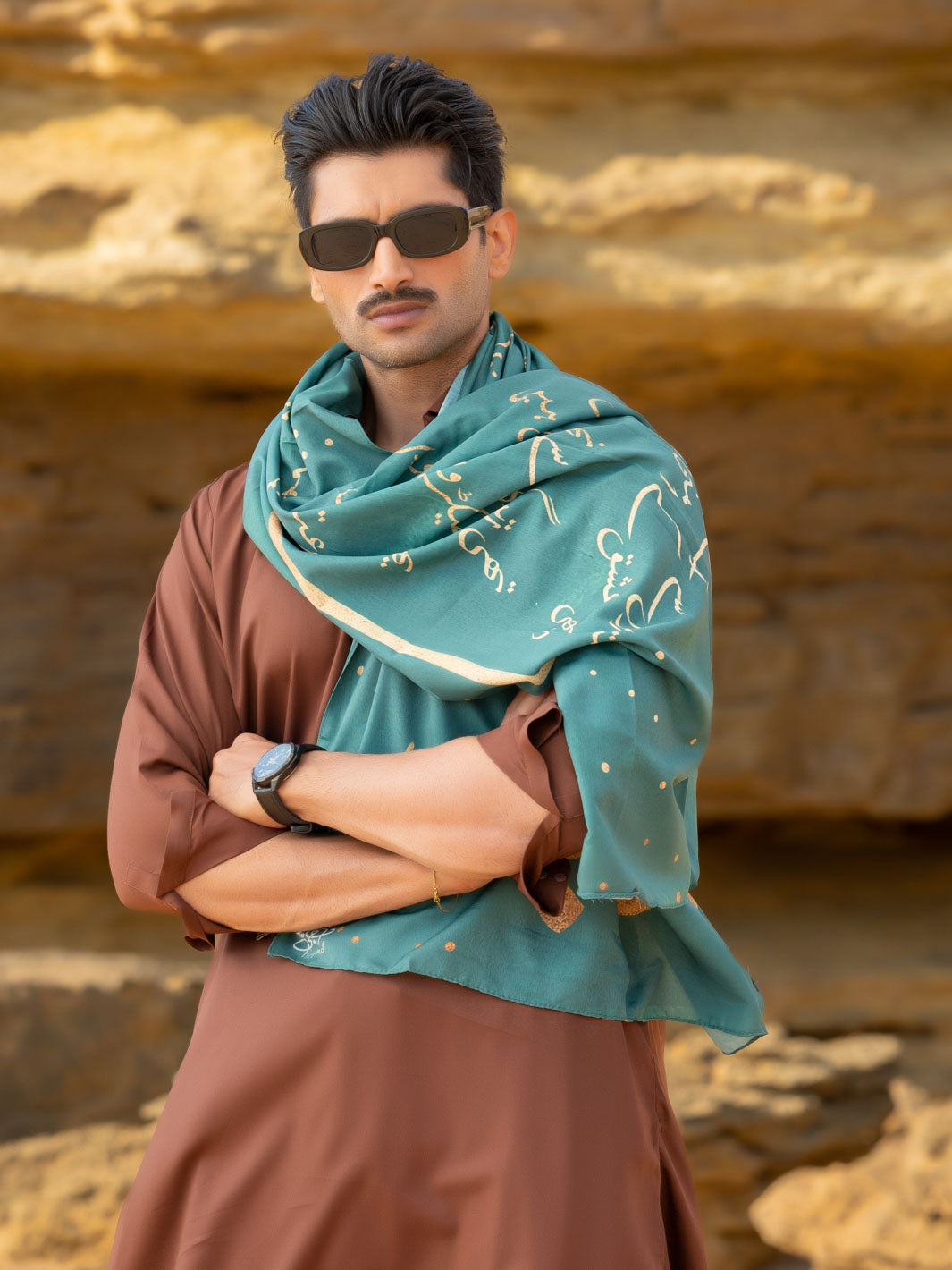Tng By Md Men Stole Collection-Iqbal Ka Chand Stole (Green-Men)