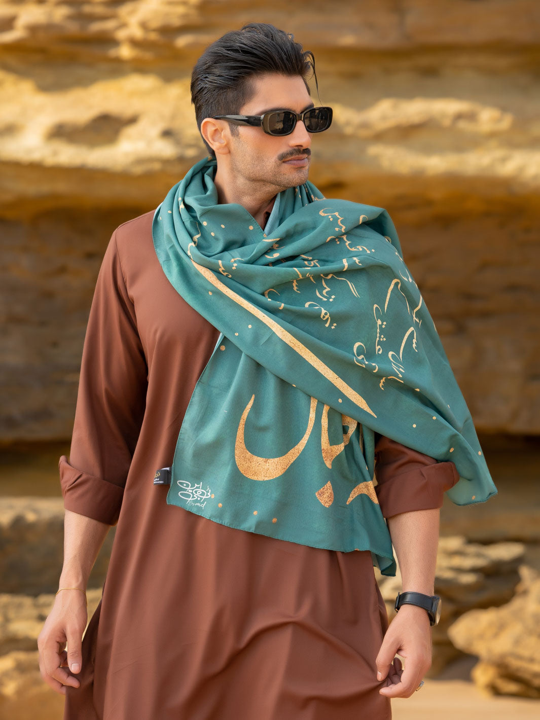 Tng By Md Men Stole Collection-Iqbal Ka Chand Stole (Green-Men)