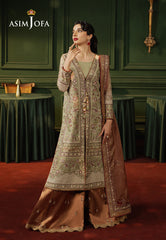 Asim Jofa Premium Festive Ajpf-35 Embroidered Zari Kota Soft Net 3 Pcs