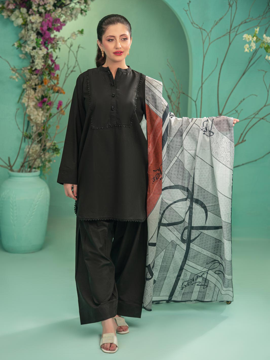 Tng By Md Stitched Collection-Farshi | Co-Ord Set | Black