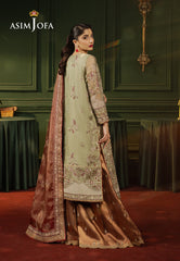 Asim Jofa Premium Festive Ajpf-35 Embroidered Zari Kota Soft Net 3 Pcs