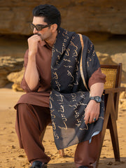 Tng By Md Men Stole Collection-Jaun Elia Stole (Black & Gold-Men)