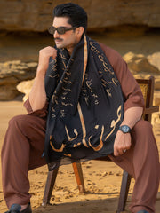 Tng By Md Men Stole Collection-Jaun Elia Stole (Black & Gold-Men)
