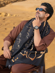 Tng By Md Men Stole Collection-Jaun Elia Stole (Black & Gold-Men)