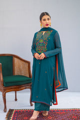 Najia Zia Stitched 3 Piece Formals Collection'2025-Peacock