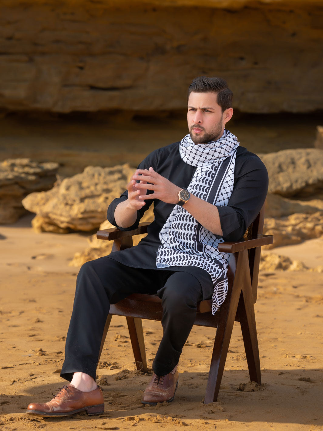 Tng By Md Men Stole Collection-Palestine B&W Stole (Men)