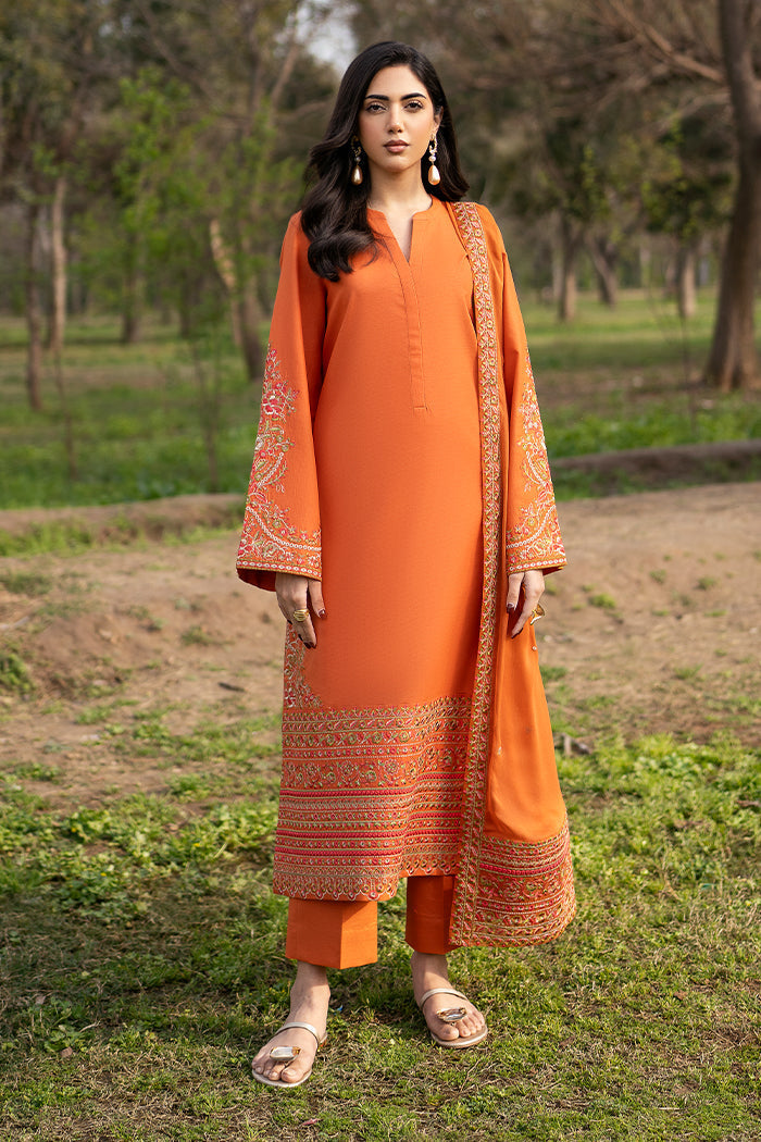 Fresco By Sheenora Stitched 3 Piece Lawn Edit Collection'2025-Rust Glow