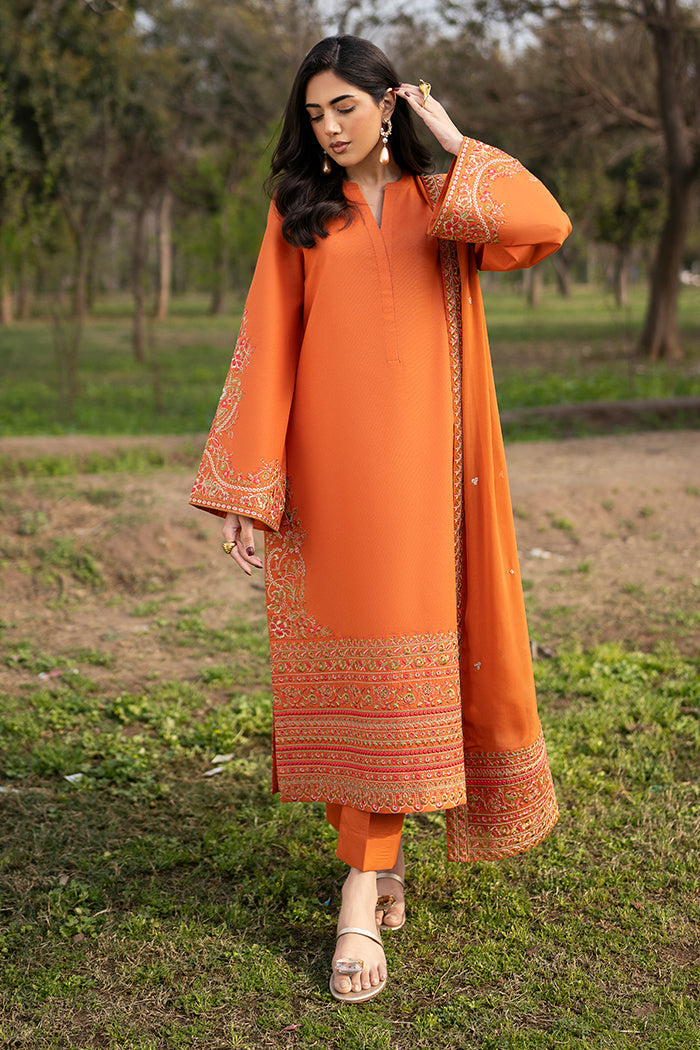 Fresco By Sheenora Stitched 3 Piece Lawn Edit Collection'2025-Rust Glow