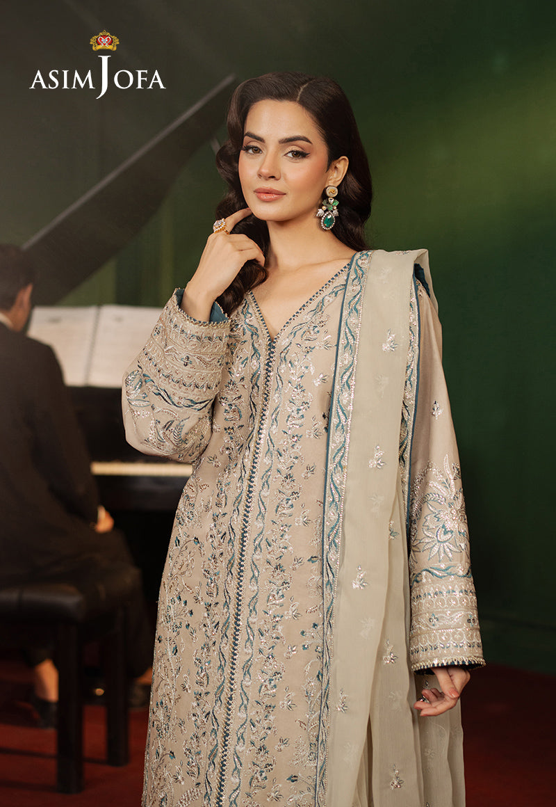 Asim Jofa Premium Festive Ajpf-29 Embroidered Silk 2 Pcs