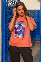 Z Street By Zaaviay Stitched Relaxed Fit Graphic Tee (Peach)