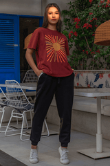 Z Street By Zaaviay Stitched Regular Fit Statement Graphic Tee (Rust Brown)