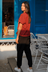 Z Street By Zaaviay Stitched Regular Fit Statement Graphic Tee (Rust Brown)