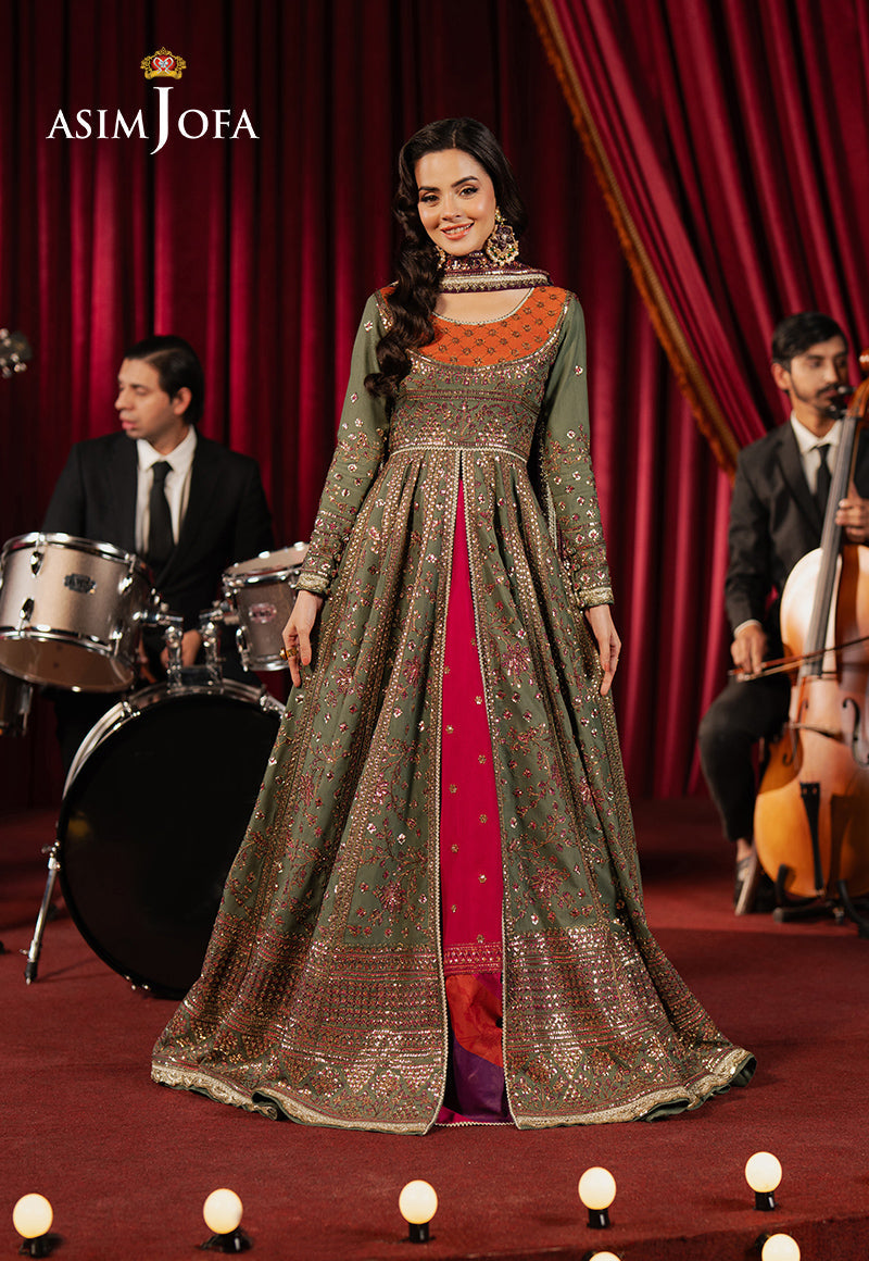 Asim Jofa Premium Festive Ajpf-37 Embroidered Spun Raw Silk 3 Pcs
