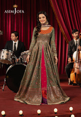 Asim Jofa Premium Festive Ajpf-37 Embroidered Spun Raw Silk 3 Pcs