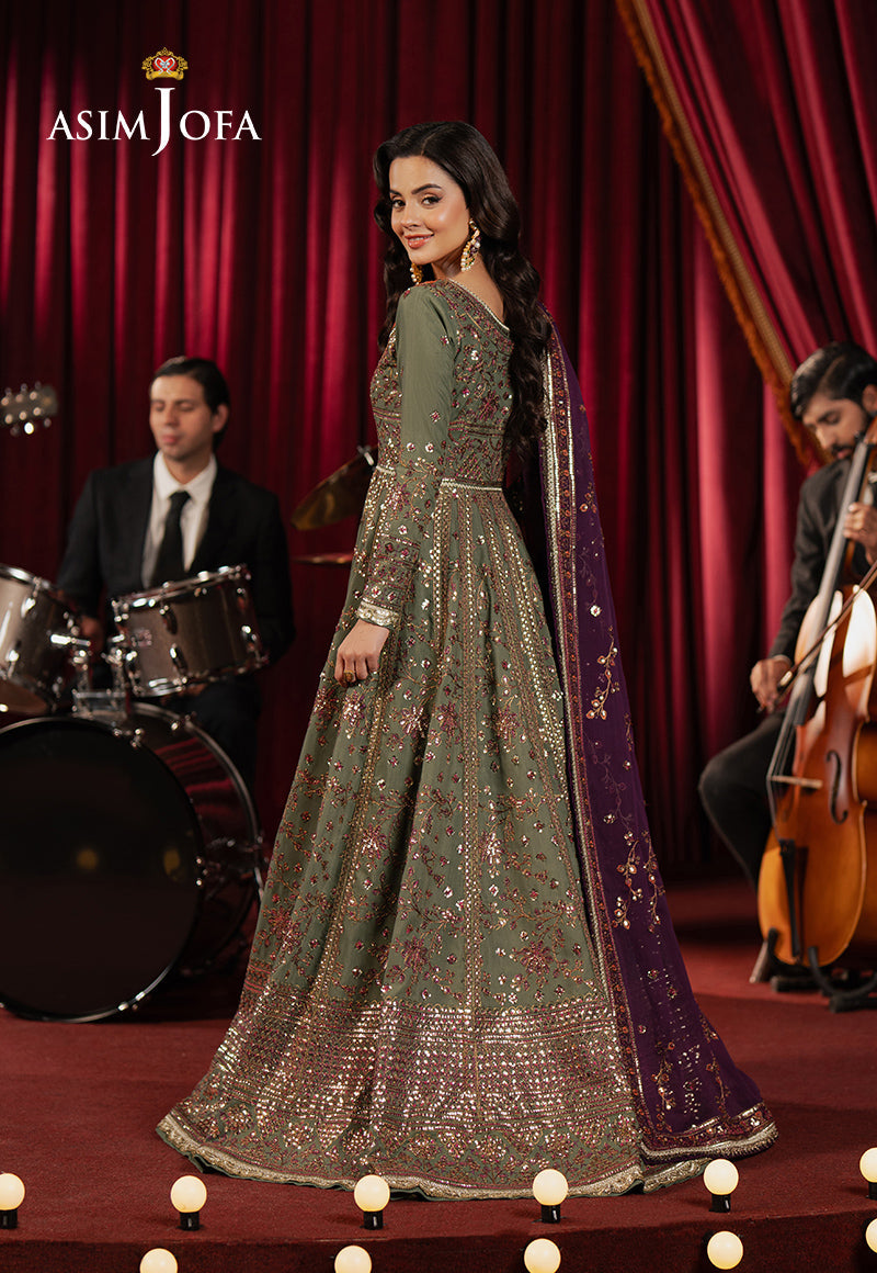 Asim Jofa Premium Festive Ajpf-37 Embroidered Spun Raw Silk 3 Pcs