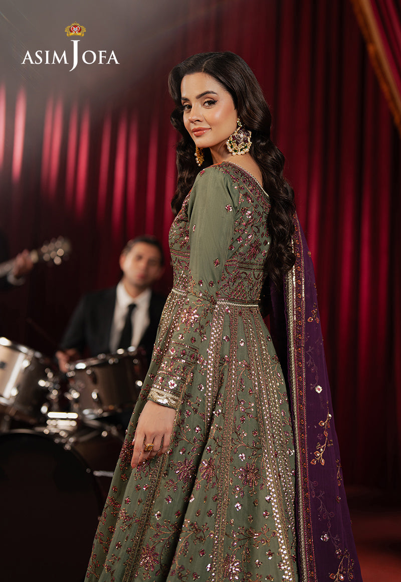 Asim Jofa Premium Festive Ajpf-37 Embroidered Spun Raw Silk 3 Pcs