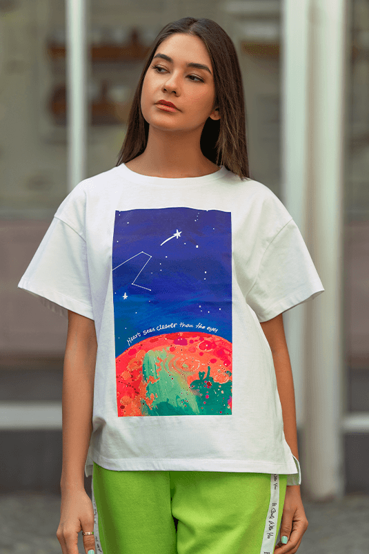 Z Street By Zaaviay Stitched Regular Fit Graphic Tee (White)
