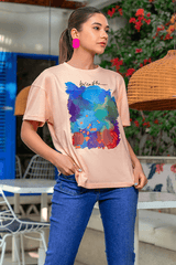 Z Street By Zaaviay Stitched Boxy Fit Graphic Tee (Pink)
