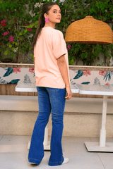 Z Street By Zaaviay Stitched Boxy Fit Graphic Tee (Pink)