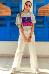 Z Street By Zaaviay Stitched Boxy Fit Graphic Tee (Ice Blue)