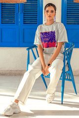 Z Street By Zaaviay Stitched Boxy Fit Graphic Tee (Ice Blue)