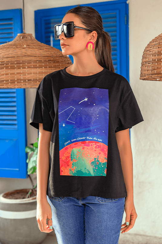 Z Street By Zaaviay Stitched Regular Fit Graphic Tee (Black)