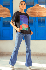 Z Street By Zaaviay Stitched Regular Fit Graphic Tee (Black)