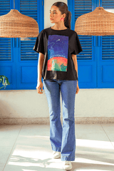 Z Street By Zaaviay Stitched Regular Fit Graphic Tee (Black)