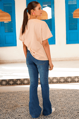 Z Street By Zaaviay Stitched Boxy Fit Graphic Tee (Nude)