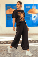 Z Street By Zaaviay Stitched Regular Fit Statement Graphic Tee (Black)