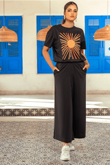 Z Street By Zaaviay Stitched Wide Legged Culottes (Black)