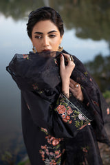 Fresco By Sheenora Stitched 3 Piece Lawn Edit Collection'2025-Black Orchid