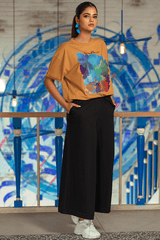 Z Street By Zaaviay Stitched Boxy Fit Graphic Tee (Ochre)
