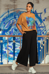 Z Street By Zaaviay Stitched Boxy Fit Graphic Tee (Ochre)