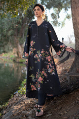 Fresco By Sheenora Stitched 3 Piece Lawn Edit Collection'2025-Black Orchid