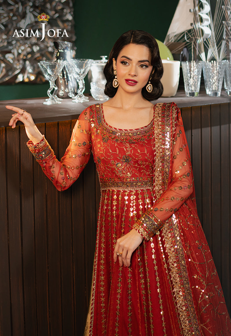 Asim Jofa Premium Festive Ajpf-32 Embroidered Net 3 Pcs