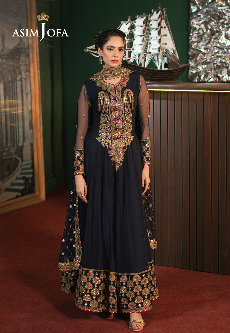 Asim Jofa Premium Festive Ajpf-03 Embroidered Net 3 Pcs